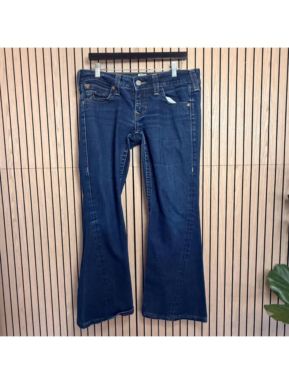 196 True Religion Dark Blue‎ Flared Jeans Made in USA (Size 32, Denim, EUC)